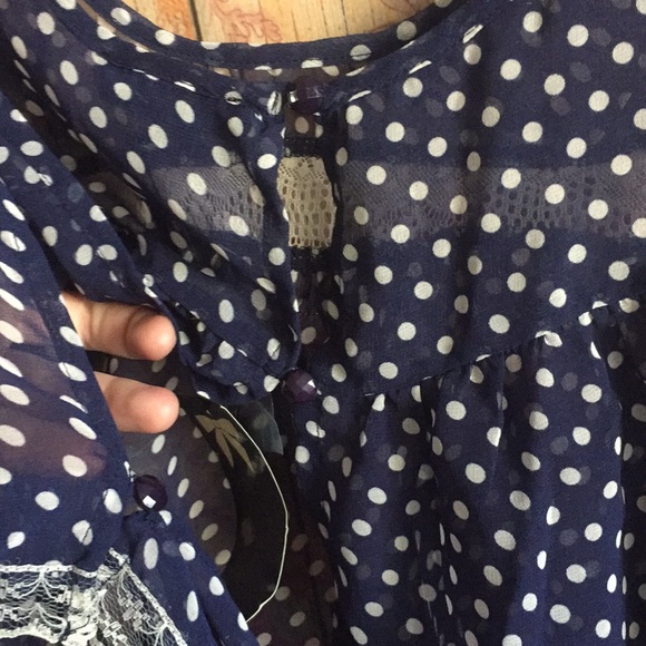 URBAN OUTFITTERS SEMI SHEER TOP POLKA DOT RETRO GIRLY CROP TANK TOP S - Picture 6 of 9